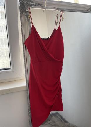 Платье красное, короткое4 фото