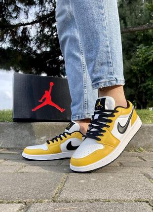 Кроссовки nike air jordan 1 низкие, желтые2 фото