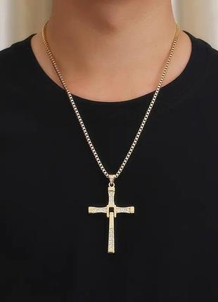 Крест серебристый со стразами swarovski 50см