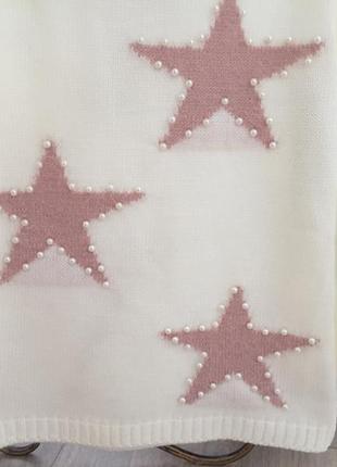 4-7л туника свитер с шерстью звезды 104-122 айвори кремовый5 фото