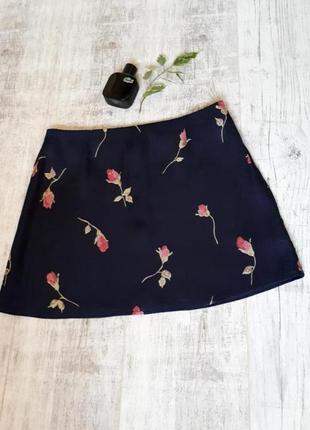 Юбка, атласная юбка в цветочный принт2 фото