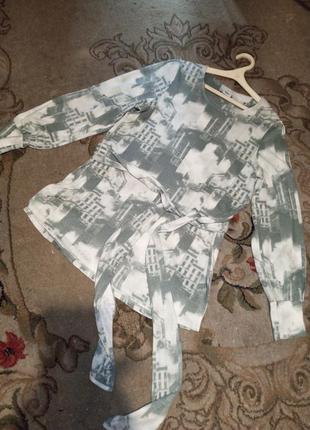 Лляна-бавовна,натуральна,трикотажна блузка з довгим поясом,бохо,dobber,швеція5 фото