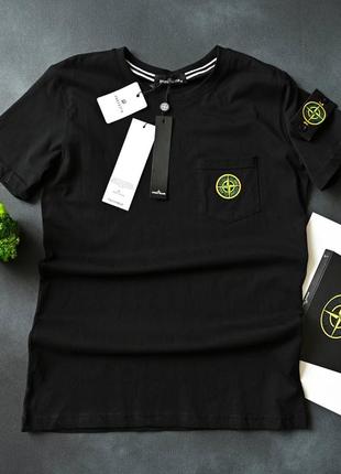 Мужская брендовая футболка stone island / качественные футболки от стон айленд с патчем