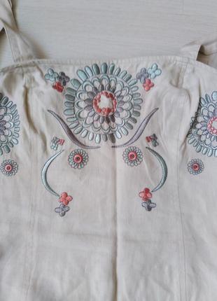 😍👍цена снижена! крутой льняной костюмчик с вышивкой👌