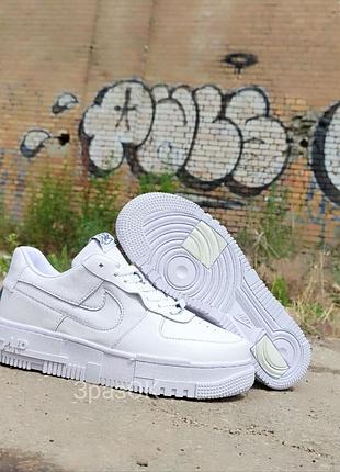 Белые кожаные кроссовки кед nike air force 1 pixel