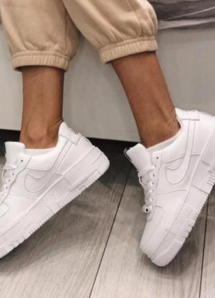 Білі шкіряні кросівки кед nike air force 1 pixel8 фото