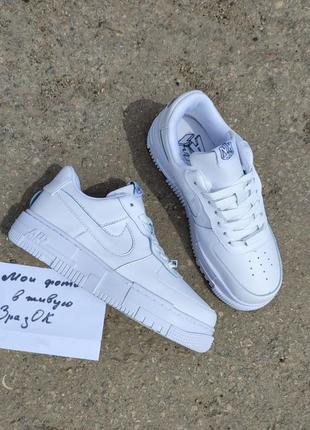 Білі шкіряні кросівки кед nike air force 1 pixel5 фото