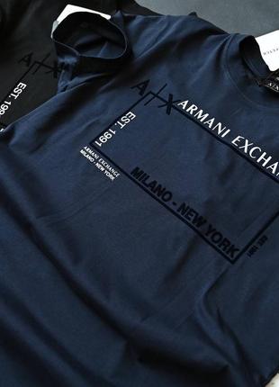 Футболка мужская armani темно синяя / брендовые футболки армани для повседневной носки3 фото