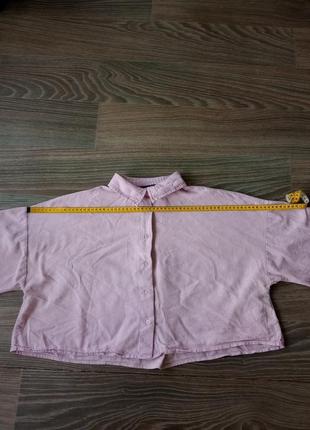 Котоново лляна сорочка топ рожево бузкового кольору6 фото
