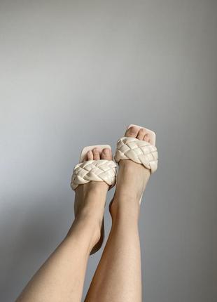 Шлепанцы бежевые женские сандали босоножки4 фото