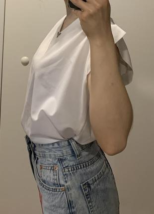 Белая блуза с коротким рукавом3 фото