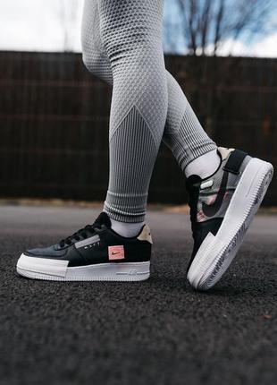 Нові жіночі чорні кросівки nike n354 air force 1 low black шкіряні