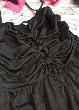 Черный трикотажный комбинезон широкие брюки7 фото
