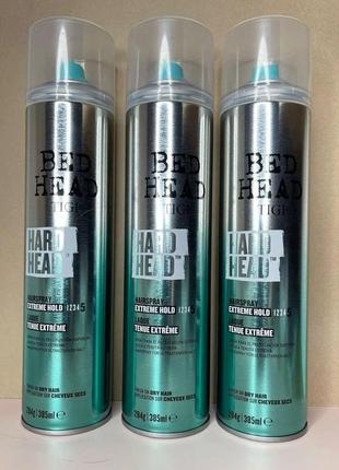 Лак для волосся дуже сильної фіксації tigi bed hard head hair spray