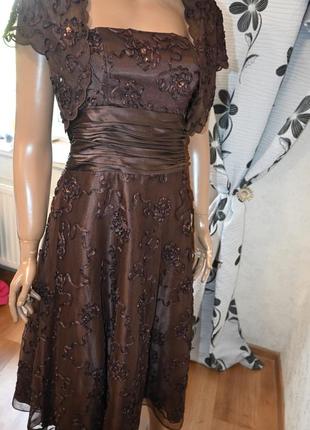 Платье праздничное шоколадного цвета, фирмы monsoon1 фото