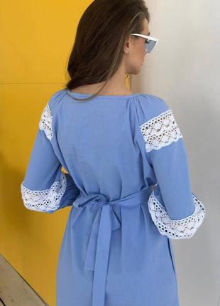 Платье из льна в украинском стиле 🤍6 фото