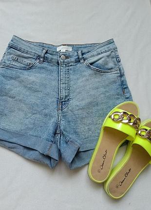 Женские шорты в голубом цвете, с отворотом.hennes&amp;mauritz (h&amp;m)