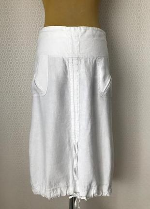 Крутая дизайнерская белая льняная юбка от carla du nord, размер 40, укр 46-48