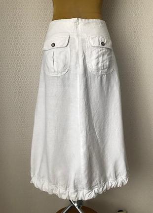 Крутая дизайнерская белая льняная юбка от carla du nord, размер 40, укр 46-489 фото