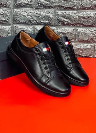 Туфли мужские tommy hilfiger, классические стильные черные туфли топ!
