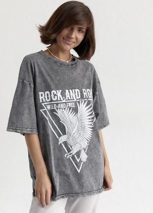 Виварена футболка оверсайз з принтом rock and roll
