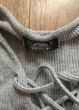 Блуза в рубчик на завязках topshop4 фото