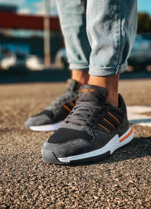 Кроссовки мужские adidas zx 500 адидас зикс 500 серые с оранжевым 46(29см)1 фото