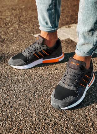 Кроссовки мужские adidas zx 500 адидас зикс 500 серые с оранжевым 46(29см)3 фото