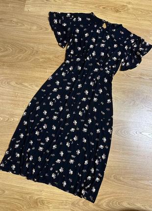 Платье миди цветочный принт
