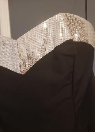 E-vie платье черное из тафты без брителек с пышной юбкой расшито паетками размер s4 фото
