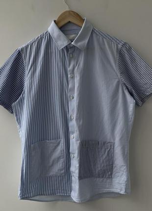 Casual friday patch work stripe pocket shirt сорочка рубашка з коротким рукавом оригінал світла легка літня