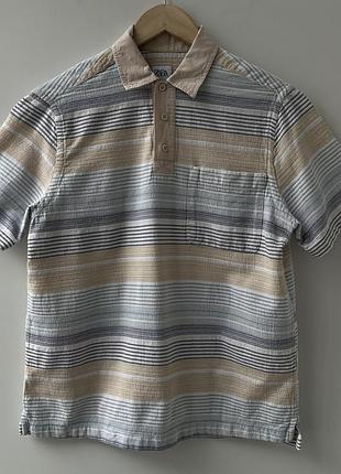 Zara relaxed fit stripe polo shirt ніжне щільне літнє поло футболка оверсайз оригінал світла