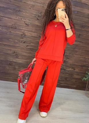Костюм двійка штани вільного крою палаццо і кофта з блискавками по бокам