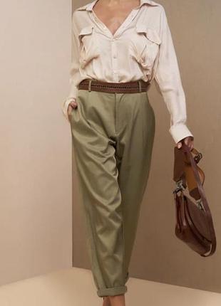 Брюки штаны легкие massimo dutti качество люкс оливковые р 36/s