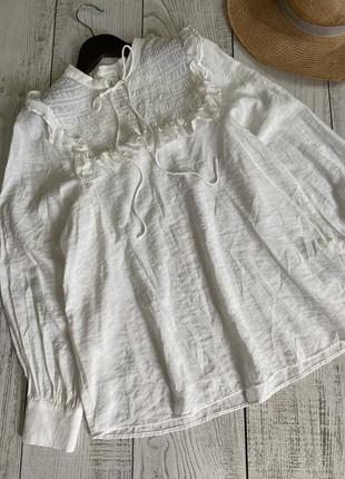 Молочная блуза с рюшами h&amp;m pp s