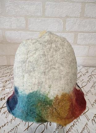Валяна, лазнева, двостороння шапка, шапочка