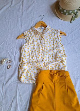 Блуза в жёлтый горошек, летняч блуза mango4 фото
