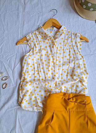 Блуза в жёлтый горошек, летняч блуза mango3 фото