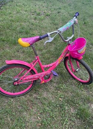 Продам детский велосипед azimut girls гелз 20" дополнительные колеса,регулировка руля,ножной тормоз, корзинка.