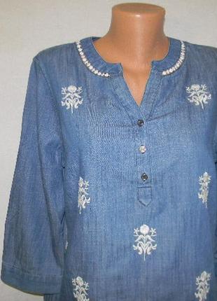 Джинсова блуза з вишивкою tu3 фото