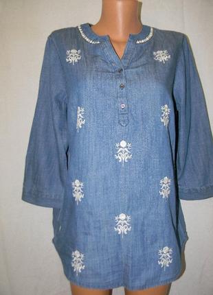 Джинсова блуза з вишивкою tu1 фото