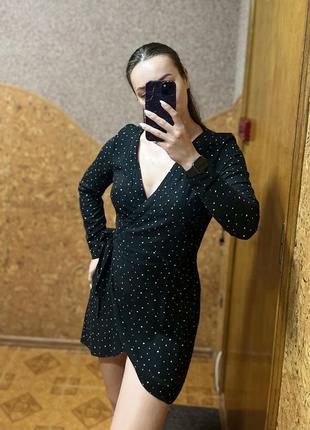 Черное мини платье на запах papaya, размер м