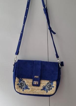 Нова сумка, плетена сумка, сумка кросбоді, сумка через плече, соломяна сумка, сумка з вишивкою, брендова сумка3 фото