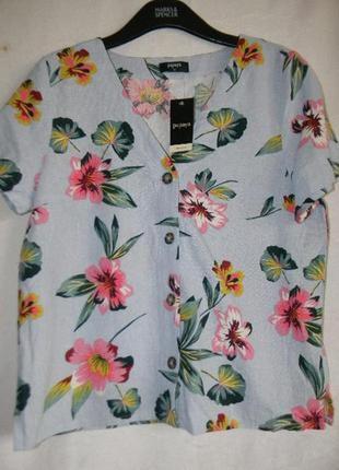 Блуза льон, віскоза з тропічним принтом