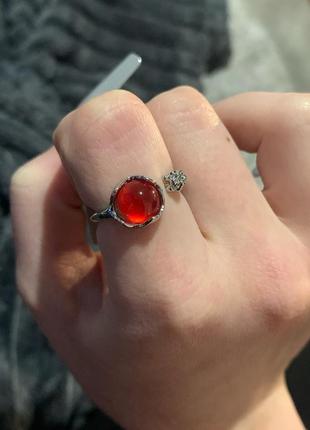 Кольцо красный камень кольца с регулируемым размером2 фото