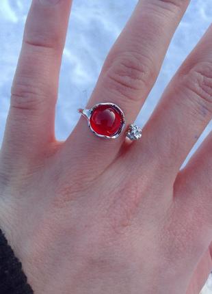 Кольцо красный камень кольца с регулируемым размером5 фото