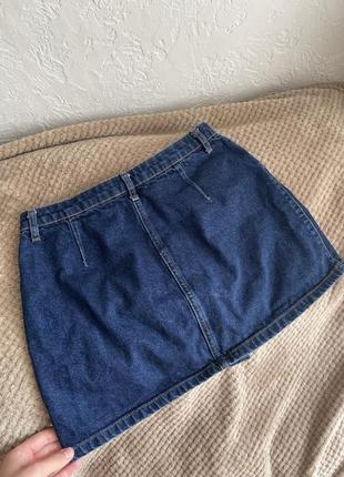 Юбка джинсовая женская синяя короткая л l 48 размер2 фото