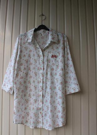 Рубашка сорочка блуза esprit натуральная легкая хлопок цветочный принт