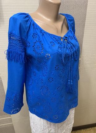Роскошная синяя блузка « ришелье». 10-12 рр. george2 фото