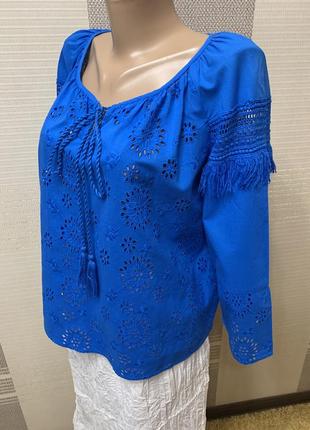 Роскошная синяя блузка « ришелье». 10-12 рр. george3 фото